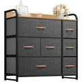 Dwvo Fabric Dresser With 7 Drawers, Black Dresser & Chest Of Drawers, Storage Tower With Large Capacity, Organizer Unit For Bedroom, Living Room & Closets