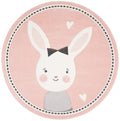 SAFAVIEH Carousel Kids Collection 4 Round Pink / Ivory CRK166P Bunny Nursery Playroom Area Rug
