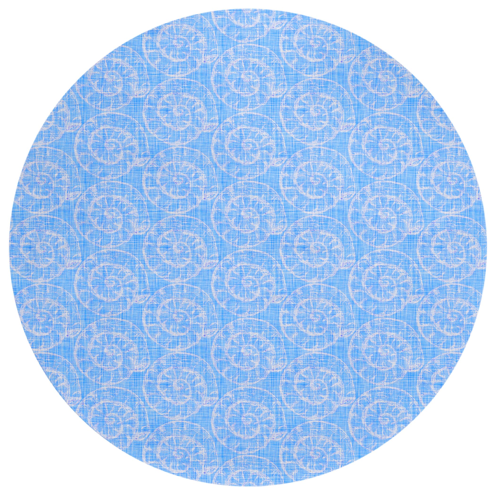 Addison Rugs Surfside Asr41 Blue 8' X 8' Indoor Outdoor Round Rug, Easy Clean, Machine Washable, Non Shedding, Bedroom, Living Room, Dining Room, Kitchen, Patio Rug