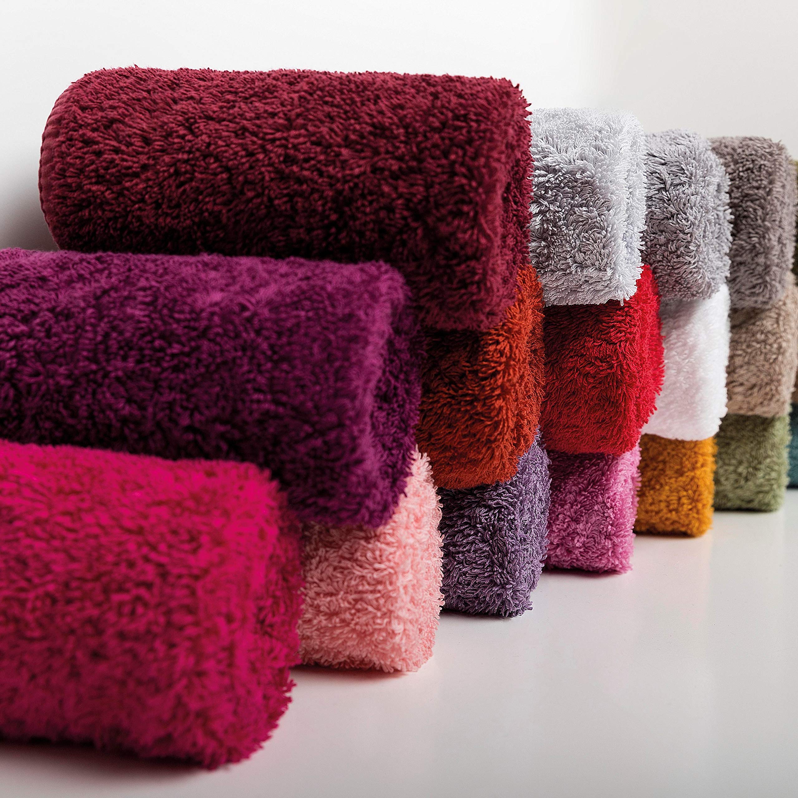 Graccioza Long Double Loop Towels Wash Cloth (12'' X 12'', White), 100% Egyptian Cotton 700 Gsm - Elegant, Soft Body And Face To