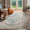 SAFAVIEH Madison Collection Accent Rug - 4 x 6, Grey & Light Blue, Medallion Distressed Design, Non-Shedding & Easy Care, Idea