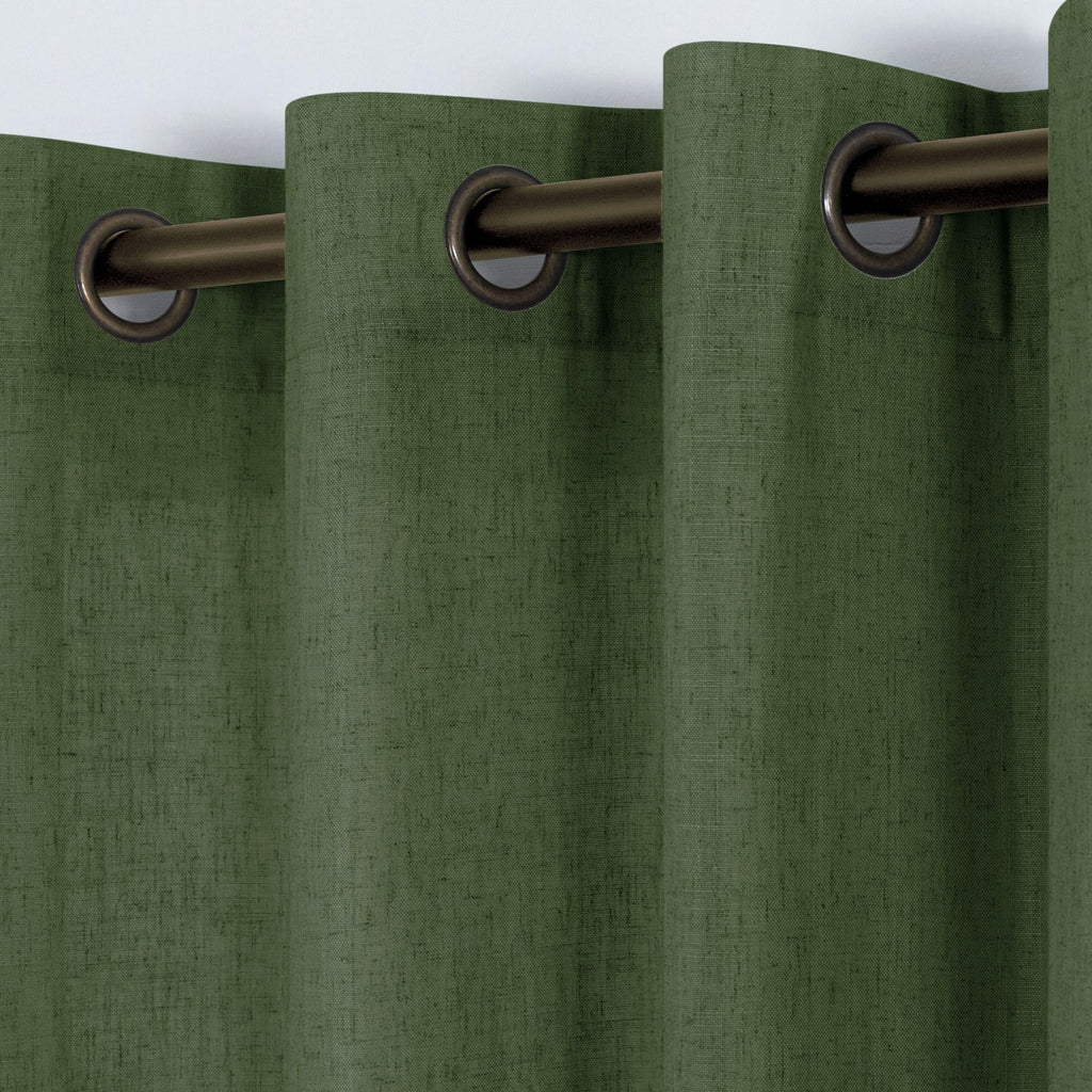Koufall 52X108 Inch Length Bronze Grommet Linen Blend Sheer Curtains For Living Room Olive Green