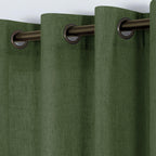 Koufall 52X108 Inch Length Bronze Grommet Linen Blend Sheer Curtains For Living Room Olive Green