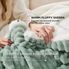 Bedsure Sherpa Blanket Queen Size, 90x90 Inches, Sage Green - Super Soft Plush Fleece Blanket for Cozy Winter Warmth