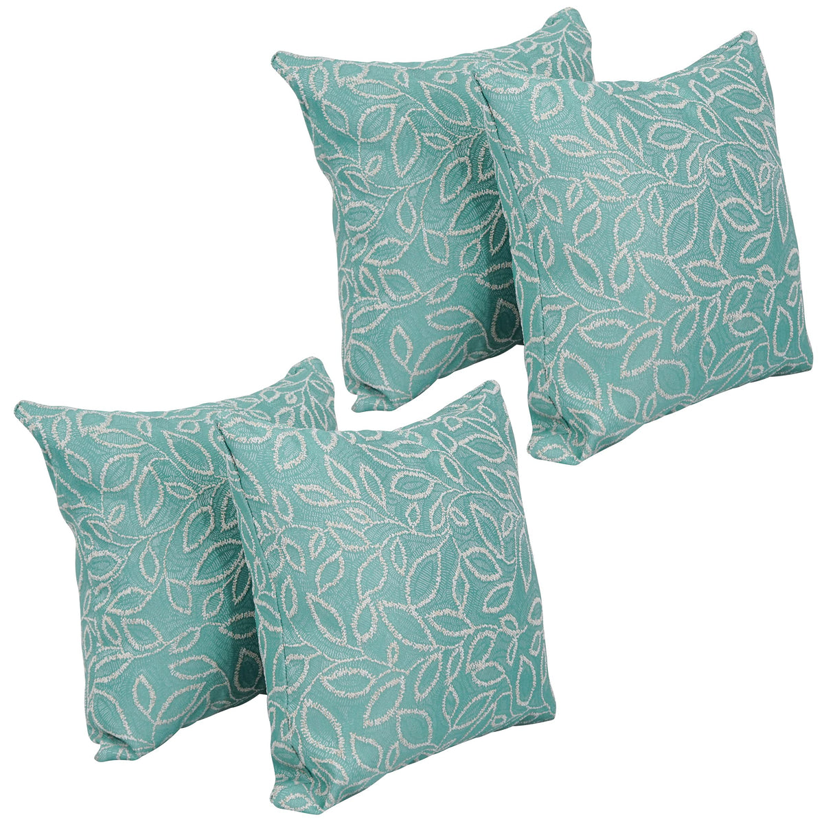 Blazing Needles Square Polyester Jacquard Throw Pillows, 17&quot;, Florian Seagla 4 Count