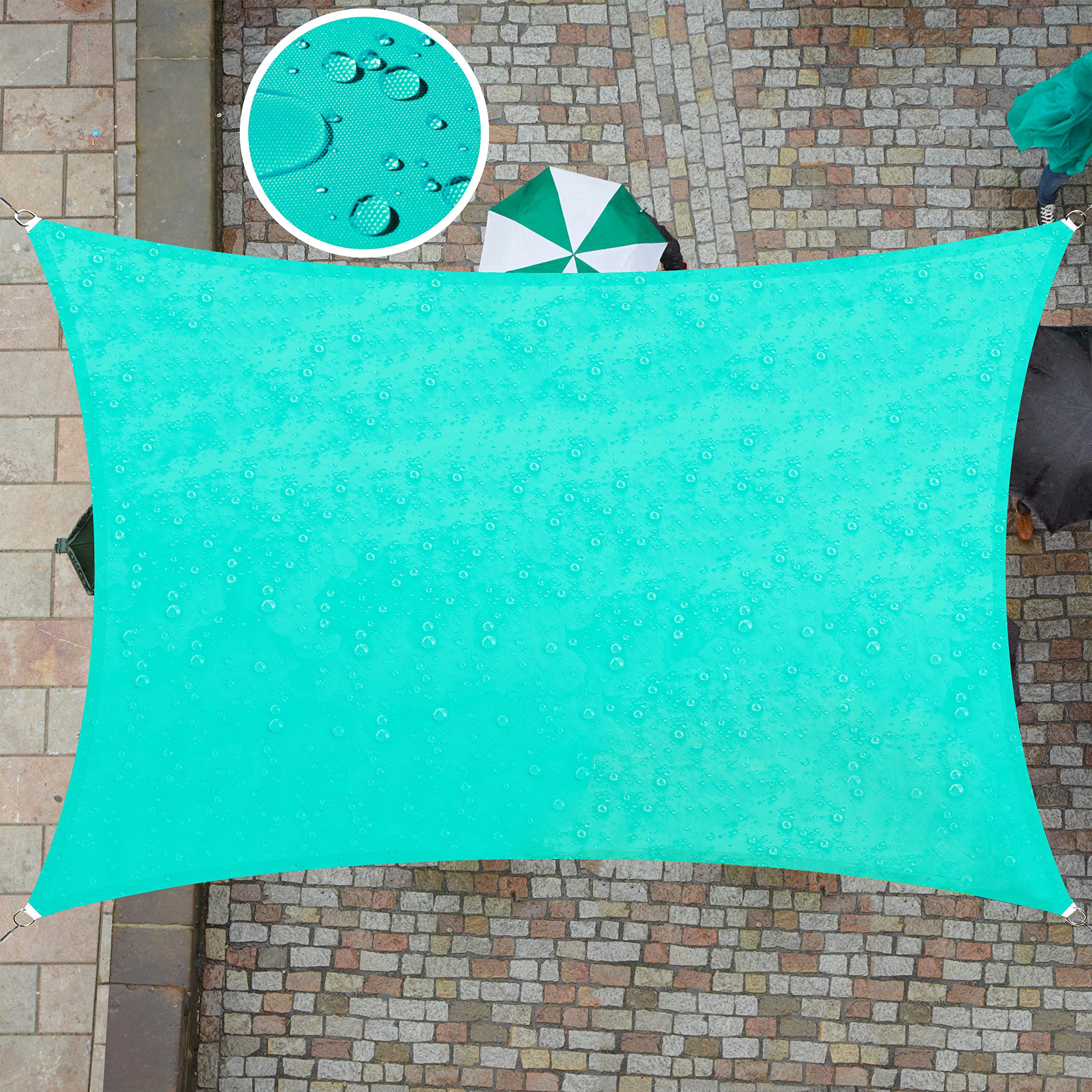 Colourtree 7' X 12' Turquoise Rectangle Waterproof Sun Shade Sail Canopy Awning Shelter Fabric Screen, 95% Uv Blockage Uv & Wate