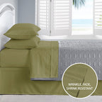 Cathay Home Essentials Ultra Soft Hypoallergenic Wrinkle Resistant Double Brushed Microfiber Bedding Sheet Set, Sage, Queen