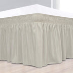 Biscaynebay Wrap Around Bed Skirts For Queen Beds 16' Drop, Camel Grey Adjustable Elastic Dust Ruffles Easy Fit Wrinkle Resistant Silky Luxurious Fabric Machine Washable