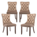 Lktart Dining Chairs Set Of 4 Velvet Upholstered Tufted Back With Nailhead Trim And Back Ring Pull Solid Wood Legs For Kitchen B
