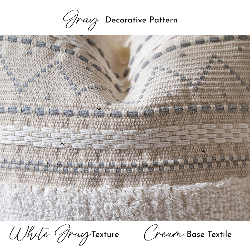 Blissblush Gray Decorative Throw Pillow Cover 18X18 Combo Set Of 2 Square Boho Neutral Grey Accent Pillowcase Tassels Farmhouse