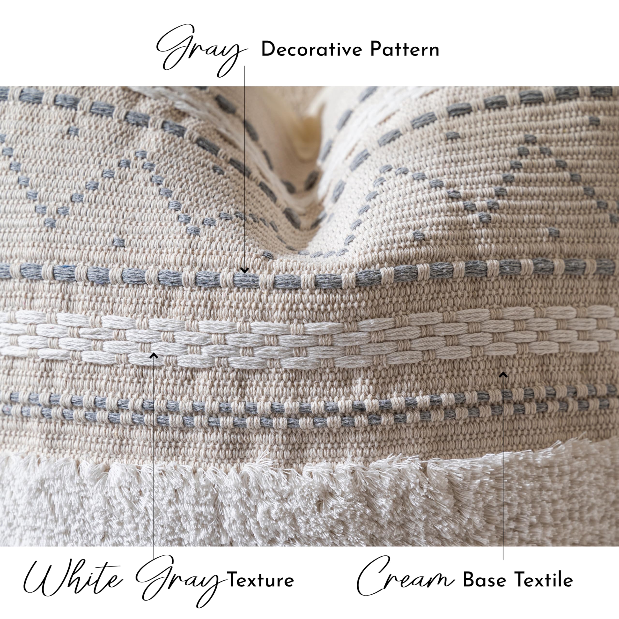 Blissblush Gray Decorative Throw Pillow Cover 18X18 Combo Set Of 2 Square Boho Neutral Grey Accent Pillowcase Tassels Farmhouse