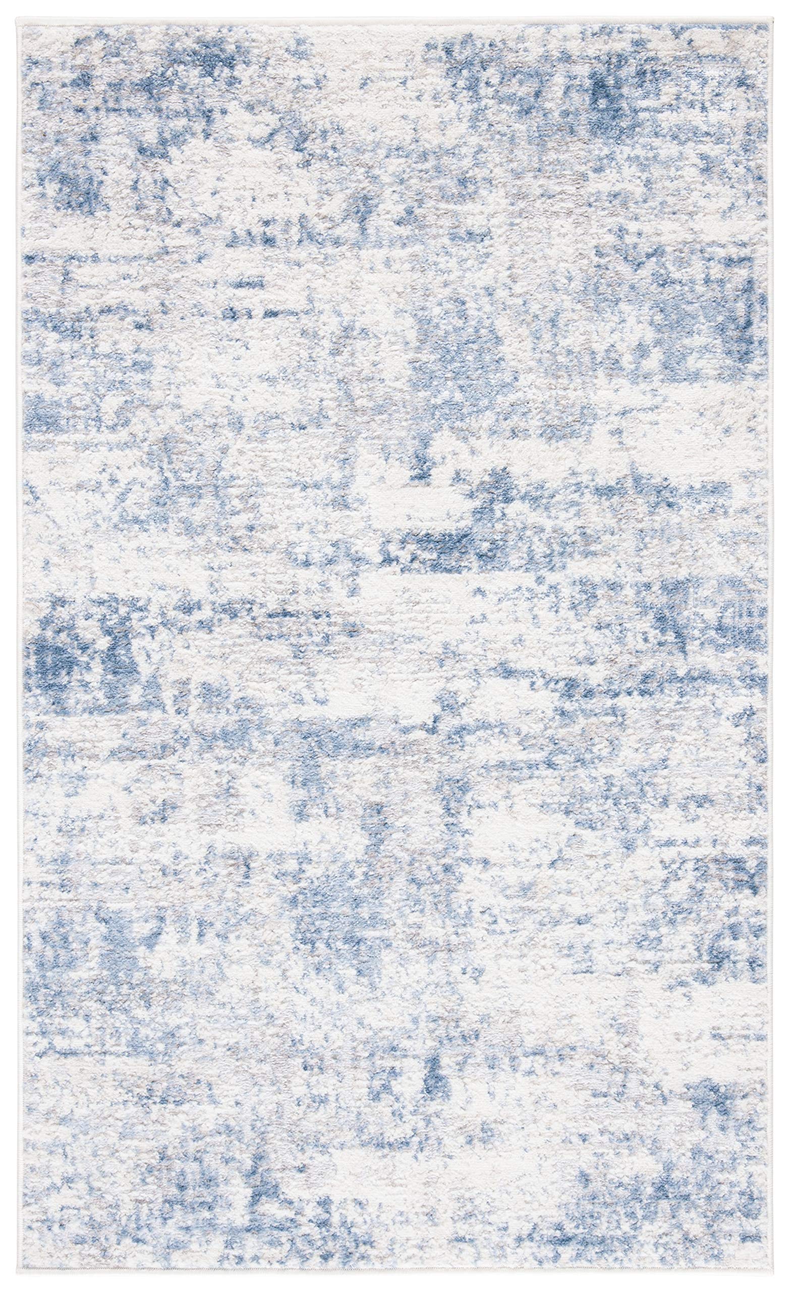 Safavieh Amelia Collection Accent Rug - 3' X 5', Ivory & Blue, Modern Abstract Design, Non-Shedding & Easy Care, Ideal For High