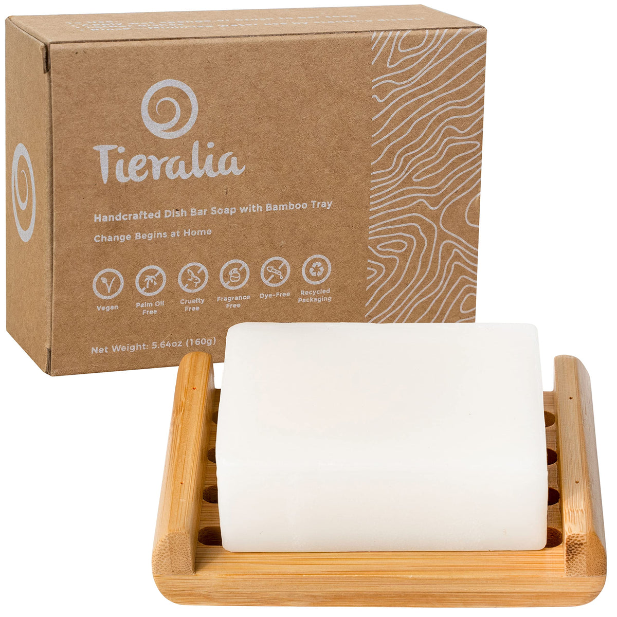 Dish Soap Bar with Bamboo Soap Dish Tray  Solid Dish Soap Block, Eco Friendly Non Toxic Plant Based Dishwashing Soap, Fragrance