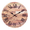 Stonebriar Old Fashioned 14 Inch Round Wood Hanging Wall Clock, Battery Operated, Rustic Wall Decor for the Living Room, Kitchen