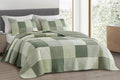 Chezmoi Collection Orna 2-Piece Chic Patchwork Quilt Set - Green Floral Patch Coverlet - Pre-Washed Cotton Lightweight Reversibl