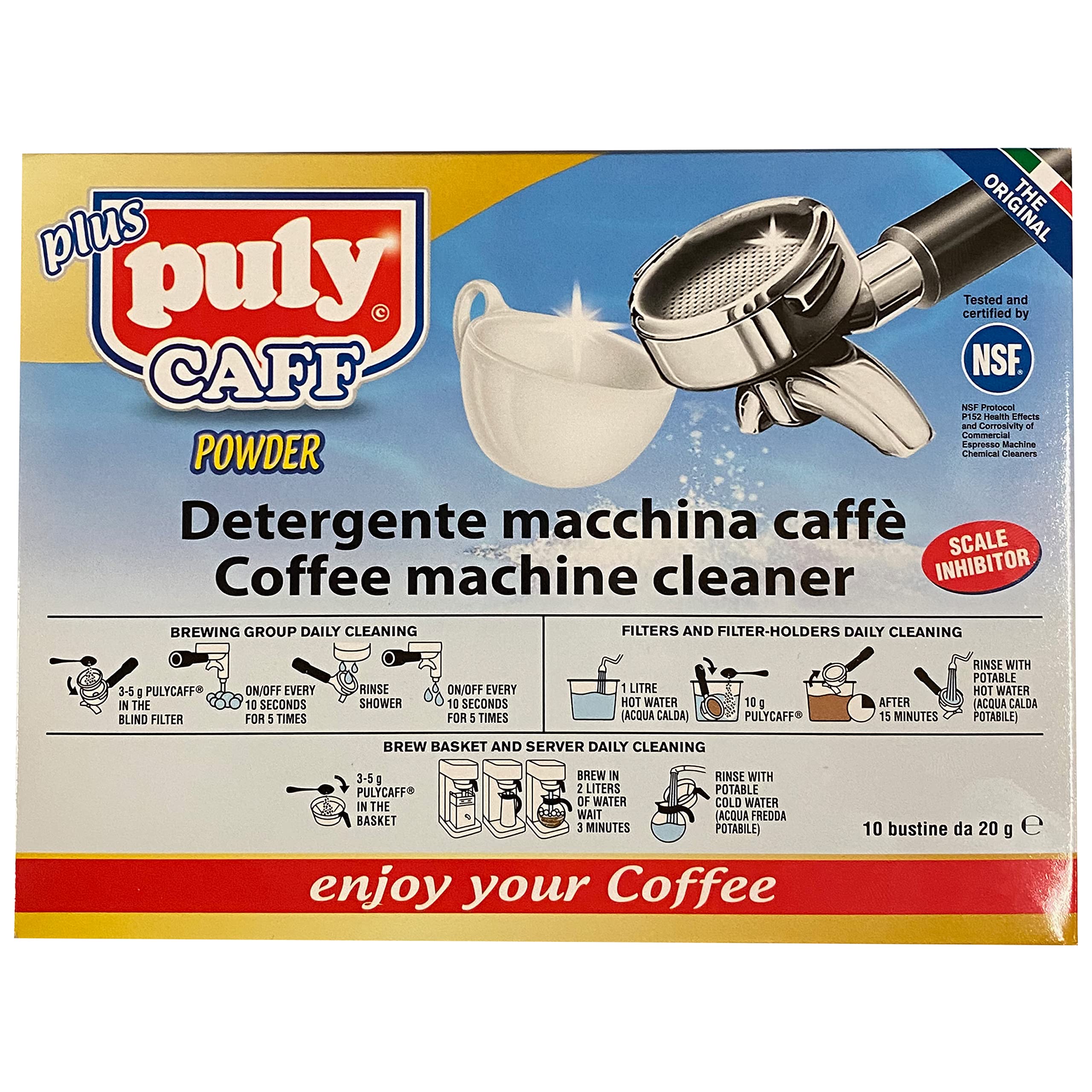 Puly Caff Plus Espresso Machine Cleaner Box of 10 packets