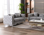 Lilola Home Lorreto Gray Velvet Loveseat