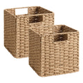 StorageWorks 9 inch Wicker Baskets for Storage, Square Baskets, Natural