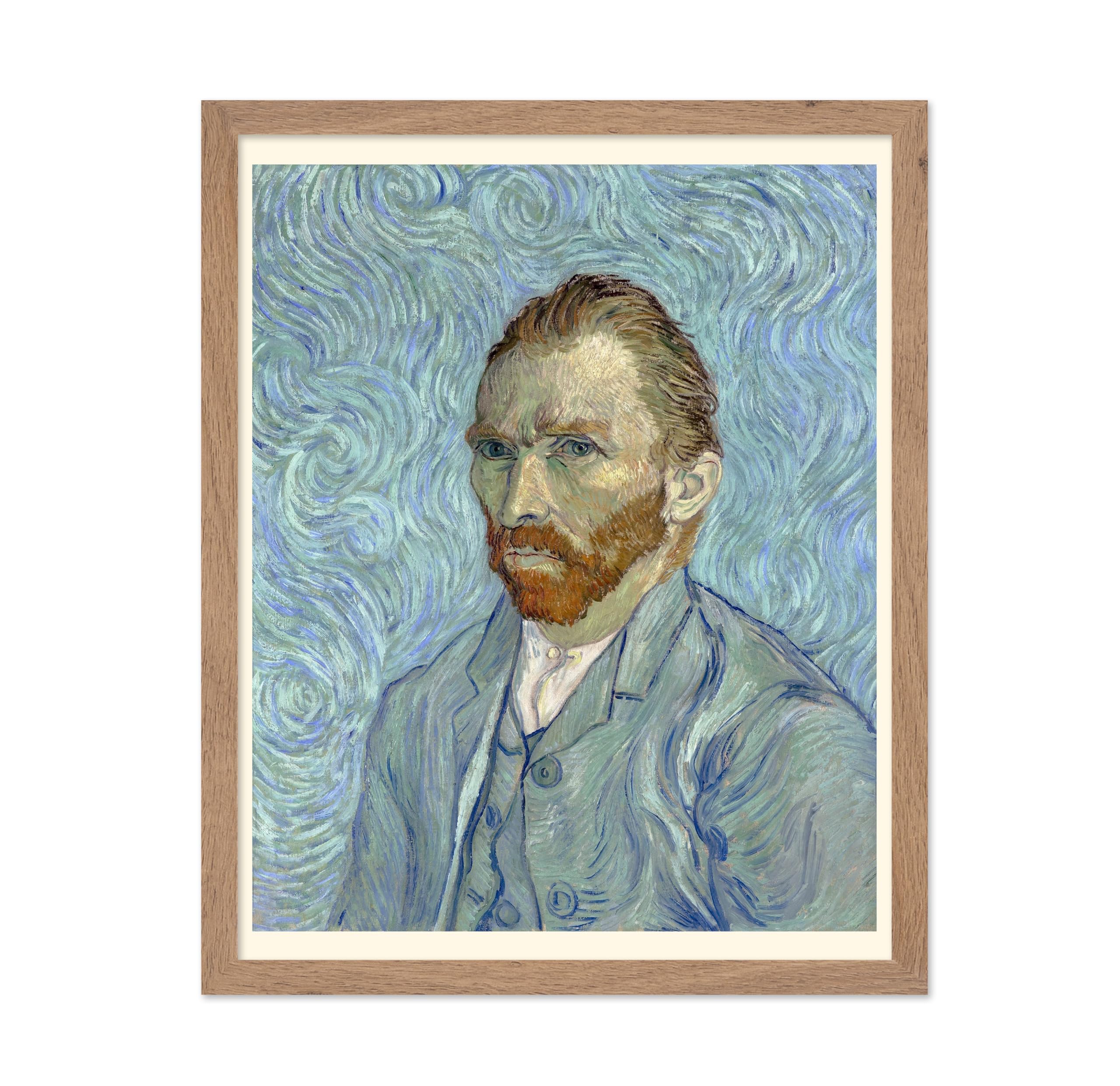 Poster Master Vintage Van Gogh Poster - Retro Impressionism Print - Gift for Artist, Friend - Self Portrait, Blue, Suit, Orange,