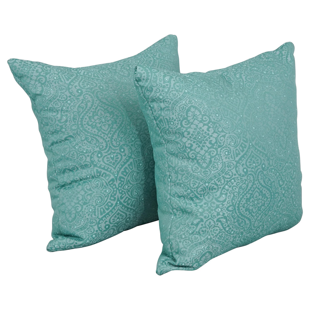 Blazing Needles Square Polyester Jacquard Throw Pillows, 17", Mabul Seaglass 2 Count