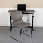 Flash Furniture Hercules Series 661 Lb. Capacity Gray Full Back Stack Chair With Black Powder Coated Frame