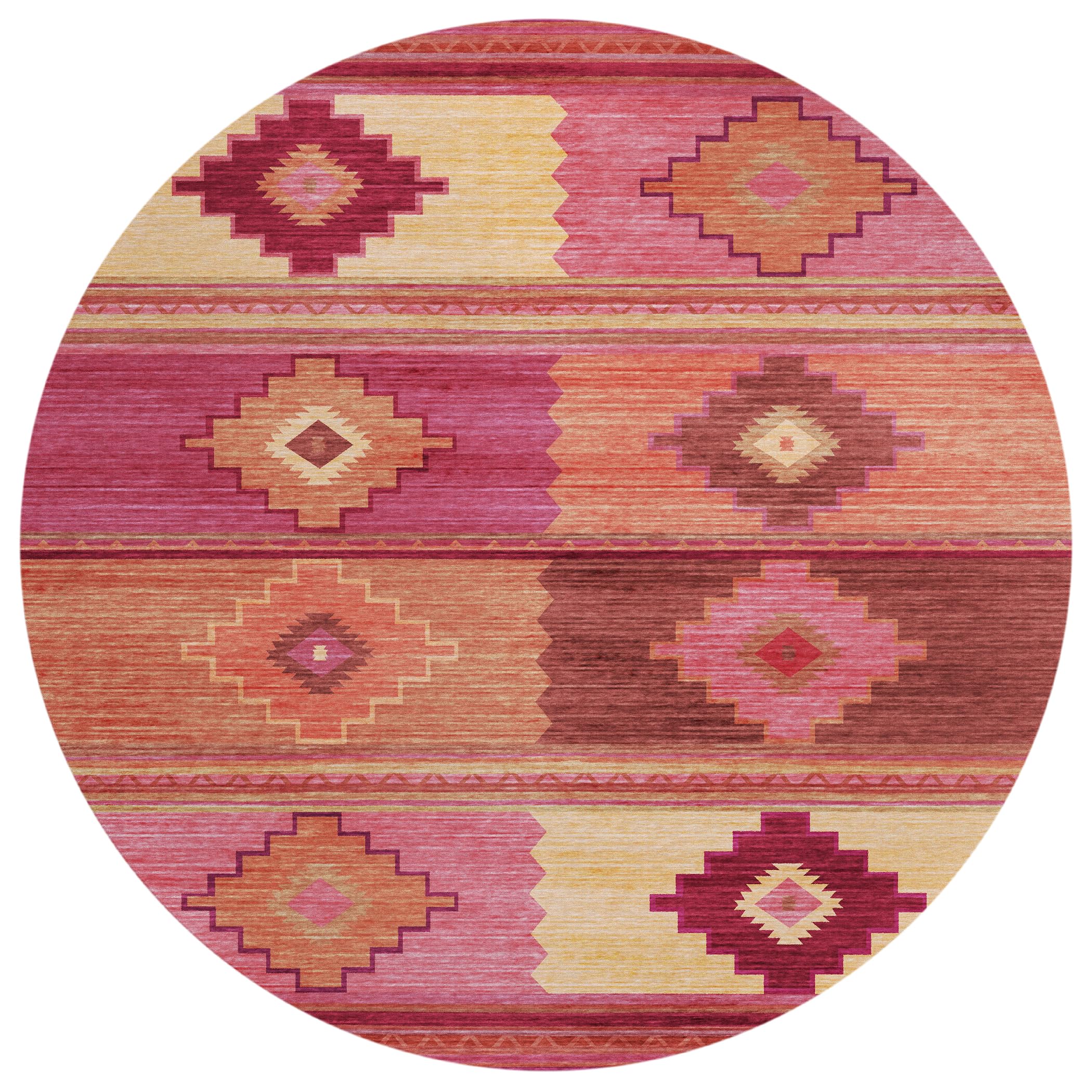 Addison Rugs Sonora Aso31 Pink 8' X 8' Indoor Outdoor Round Rug, Easy Clean, Machine Washable, Non Shedding, Bedroom, Living Room, Dining Room, Kitchen, Patio Rug