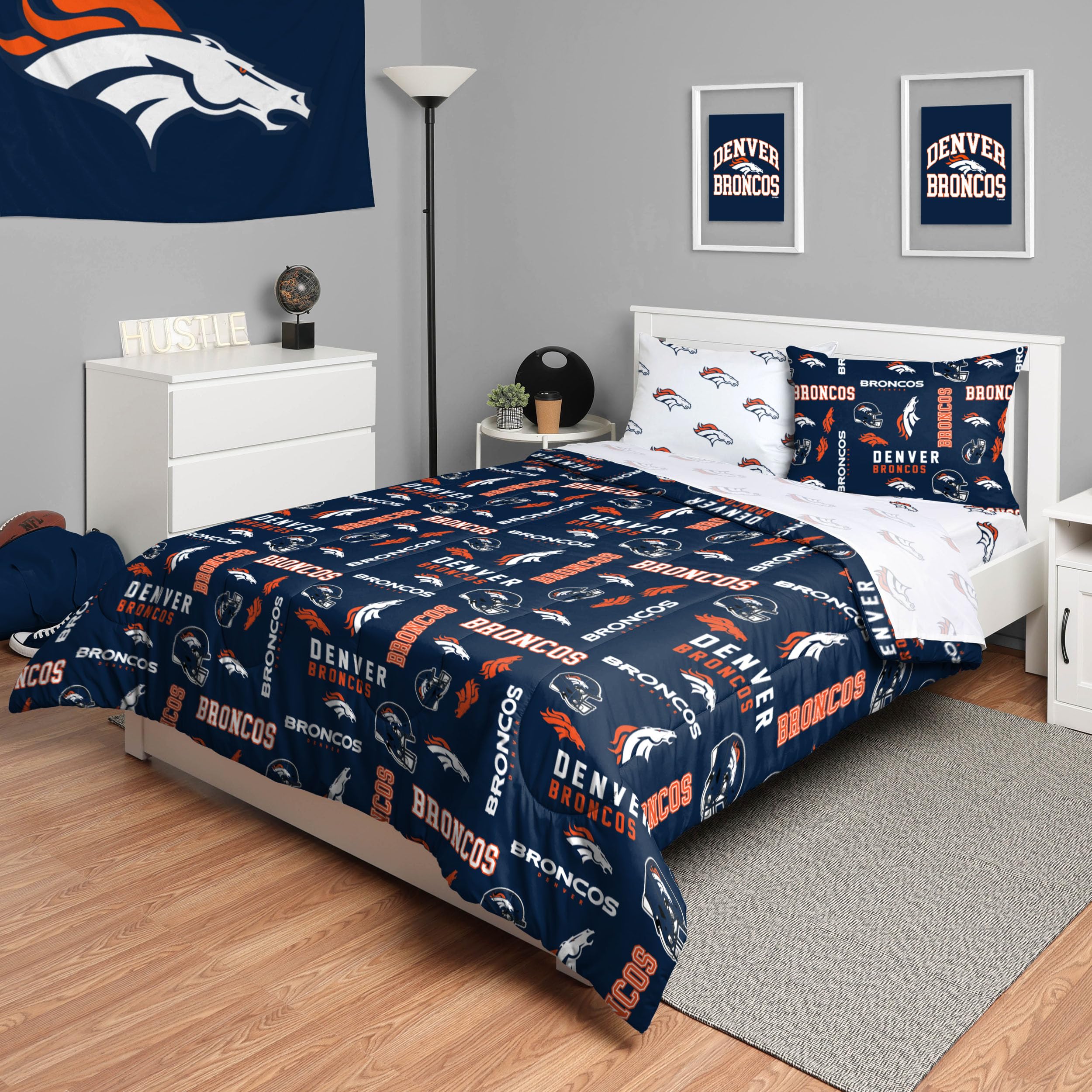 Foco Denver Broncos Nfl Team Color Bed In A Bag Comforter Bedding 5 Piece Full Set