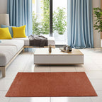 Pet Friendly Solid Color Area Rugs Rust - 42'' X 84'' Half Round, Indoor, Stain Resistant, Perfect For Living Room, Bedroom, Din