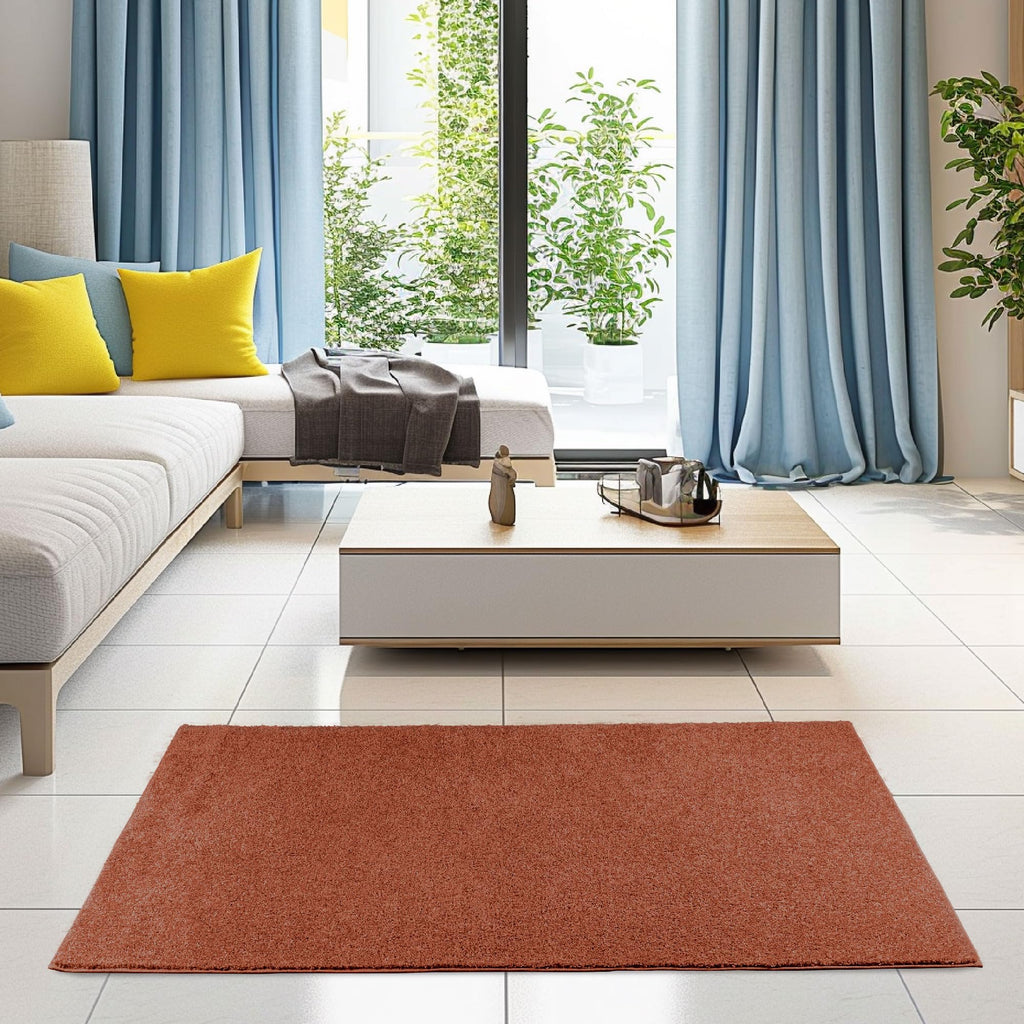 Pet Friendly Solid Color Area Rugs Rust - 3' X 5' Rectangle, Indoor, Stain Resistant, Perfect For Living Room, Bedroom, Dining R