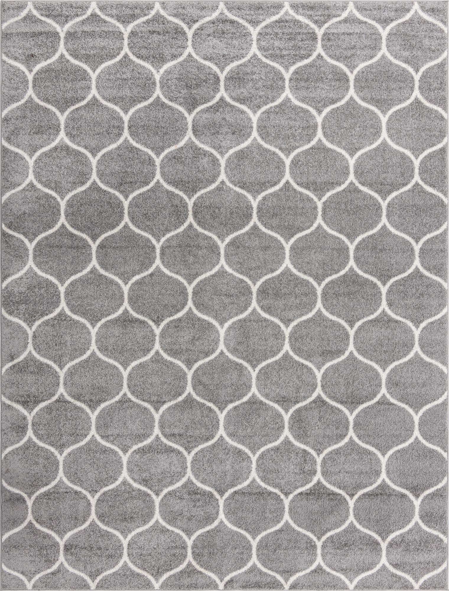 Unique Loom Trellis Frieze Collection Area Rug - Rounded (9' x 12' 2'', Light Gray/ Ivory)