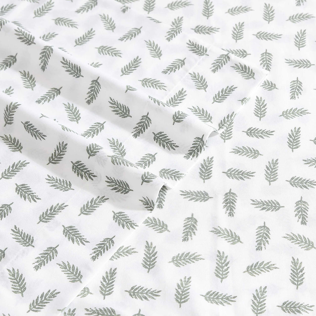 Eddie Bauer - King Sheets, Cotton Percale Bedding Set, Cool & Breathable Home Decor (Laurel Leaves, King)