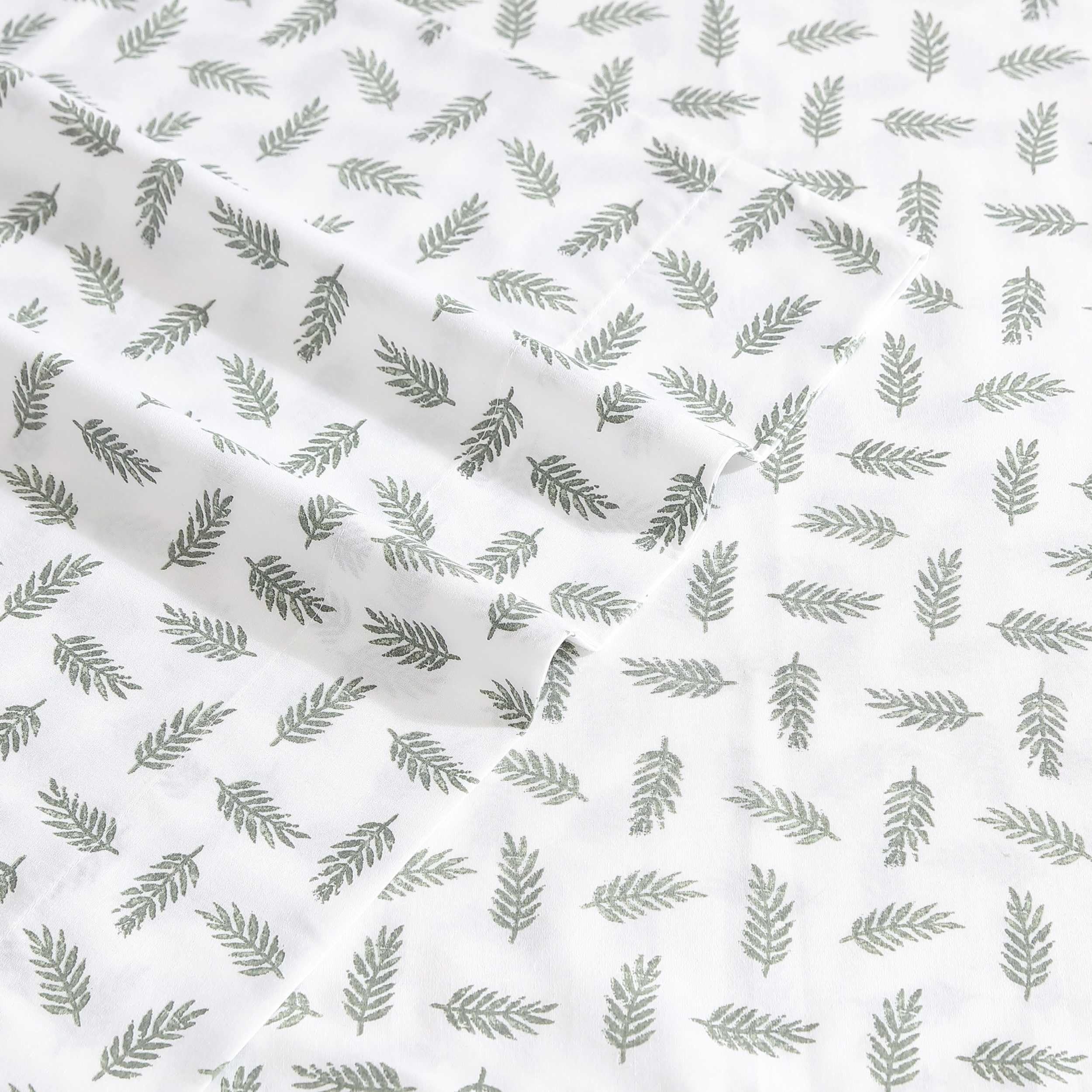 Eddie Bauer - King Sheets, Cotton Percale Bedding Set, Cool & Breathable Home Decor (Laurel Leaves, King)