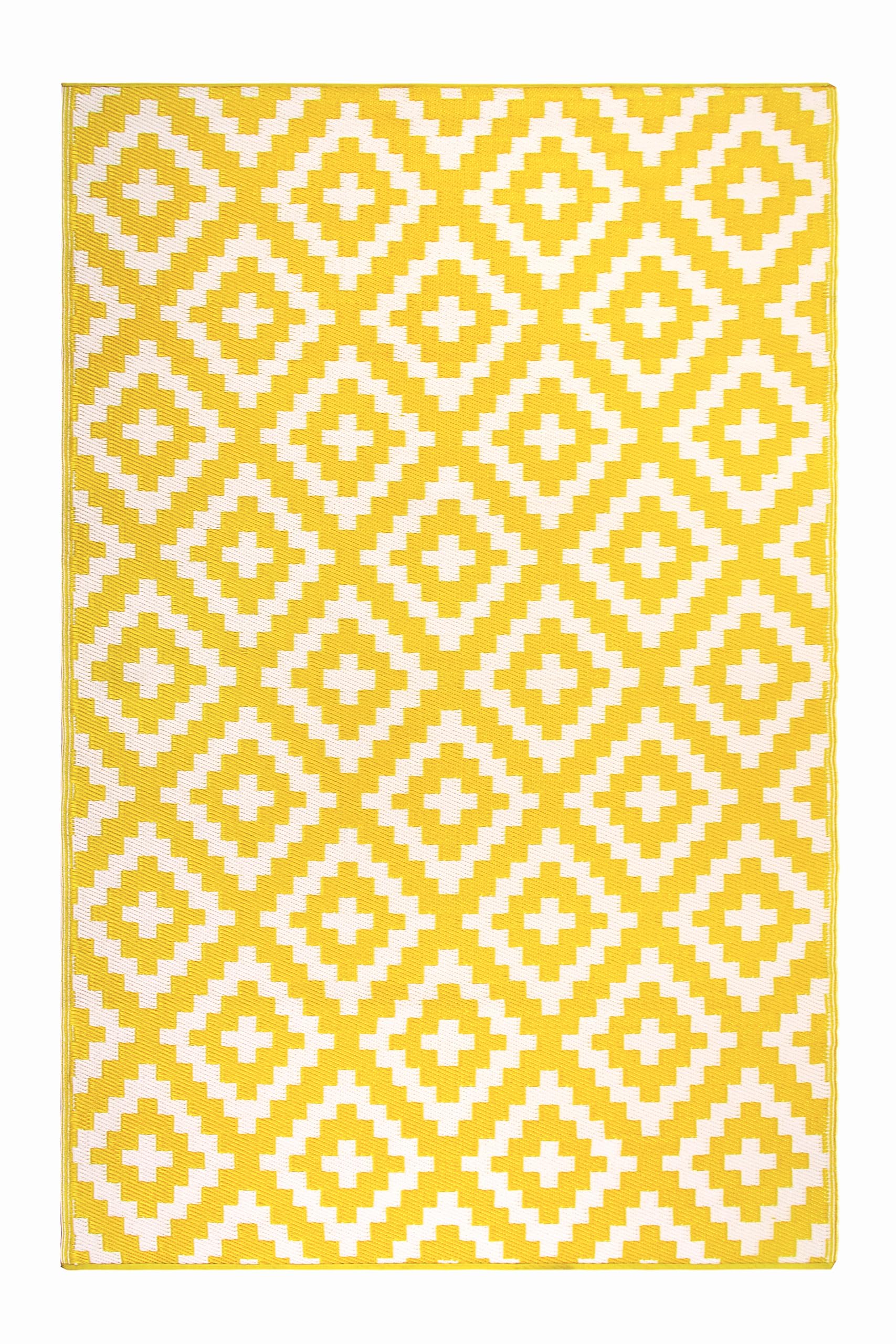 Fh Home Outdoor Rug - Waterproof, Fade Resistant, Reversible - Premium Recycled Plastic - Geometric - Large Patio, Deck, Sunroom
