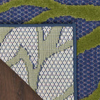 Nourison Aloha Indoor/Outdoor Modern Navy Multicolor 2' X 6' Area Rug, Easy Cleaning, Non Shedding, Bed Room, Living Room, Dining Room, Backyard, Deck, Patio (2X6)