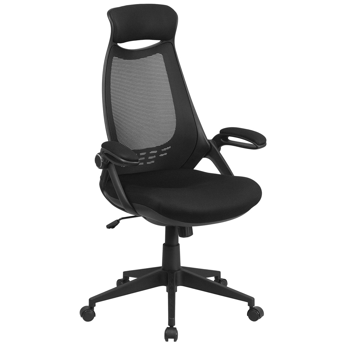 Flash Furniture Ivan High Back Black Mesh Executive Swivel Office Chair with Flip-Up Arms