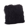 Saro Lifestyle 100% Wool Mongolian Lamb Fur Throw Pillow With Poly Filling, 20', Black