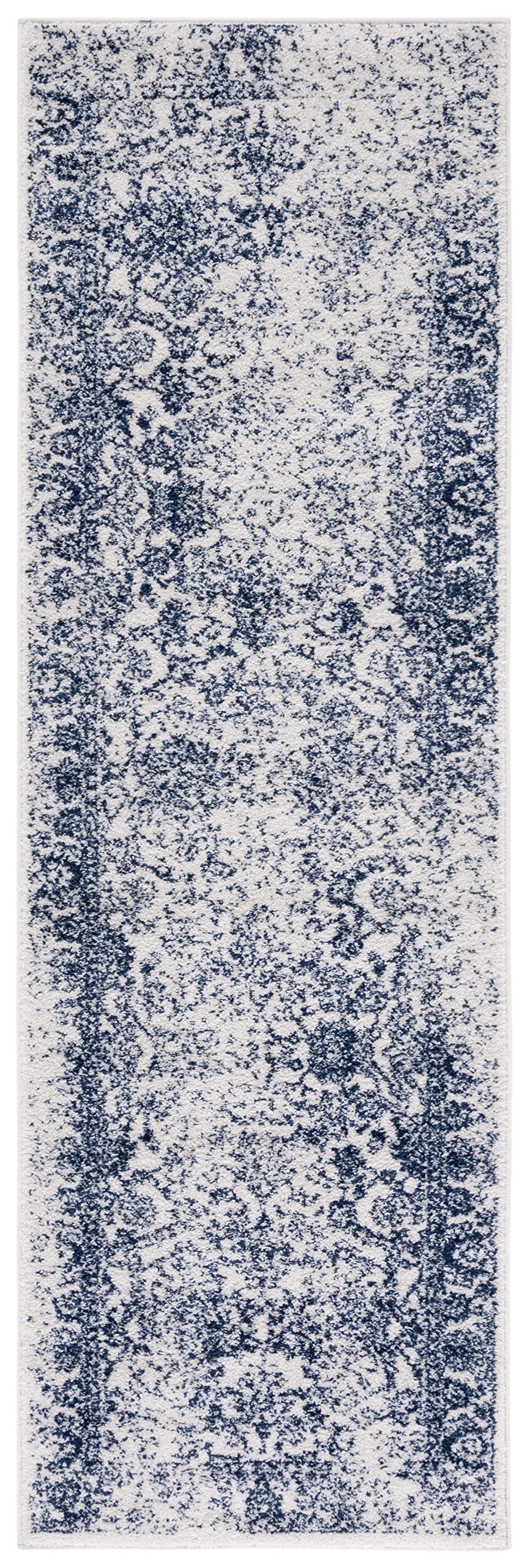 SAFAVIEH Adirondack Collection Runner Rug - 26 x 8, Ivory & Navy, Oriental Distressed Design, Non-Shedding & Easy Care, Ideal 