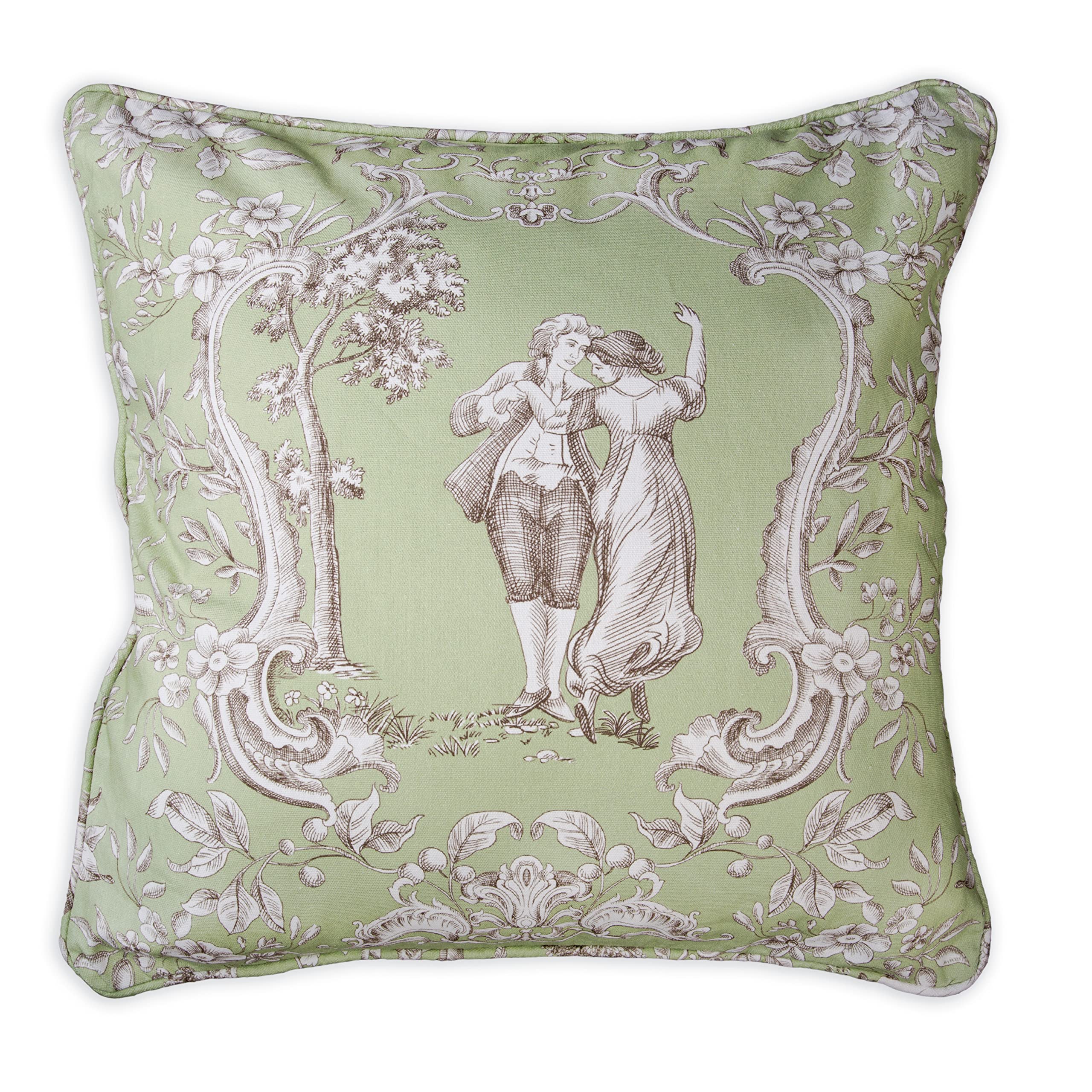 Maison D' Hermine Joli Jouy - Green 100% Cotton Decorative Pillow Cover For Couch Sofa Cushion Covers Bedroom Home Living Room (