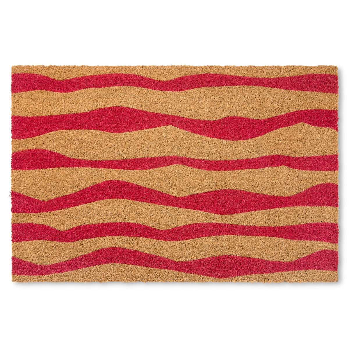 Town & Country Terra Ravine Abstract Mountain Door Mat, Natural Coir, Heavyweight, Non-Slip Entryway Mat, Red, 24'X36'