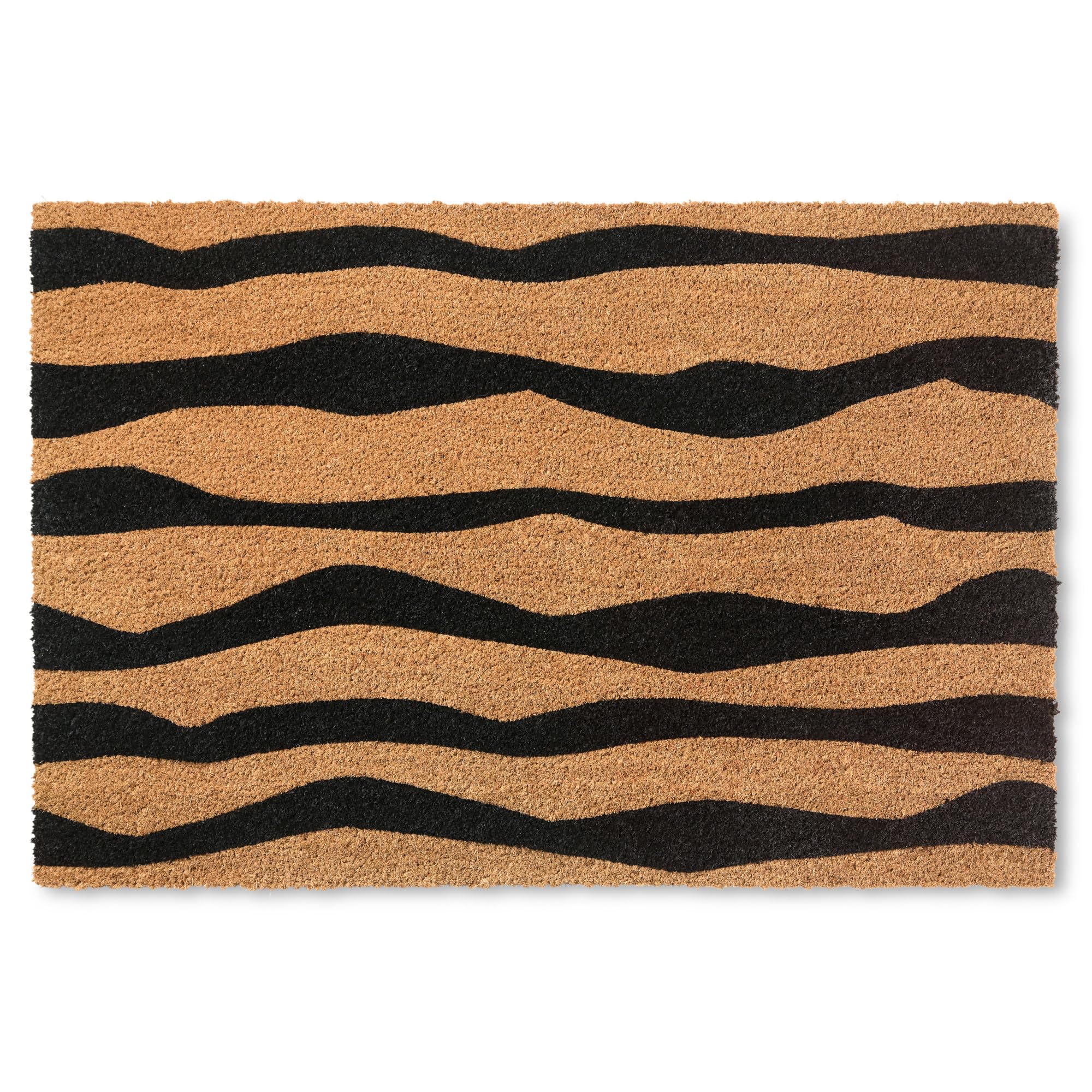 Town & Country Terra Ravine Abstract Mountain Door Mat, Natural Coir, Heavyweight, Non-Slip Entryway Mat, Black, 24'X36'