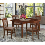 East West Furniture MLNO5-MAH-C Milan 5 Piece Kitchen Set Includes a Rectangle Dining Room Table with Butterfly Leaf and 4 Linen Fabric Upholstered Chairs, 36x54 Inch, Mahogany