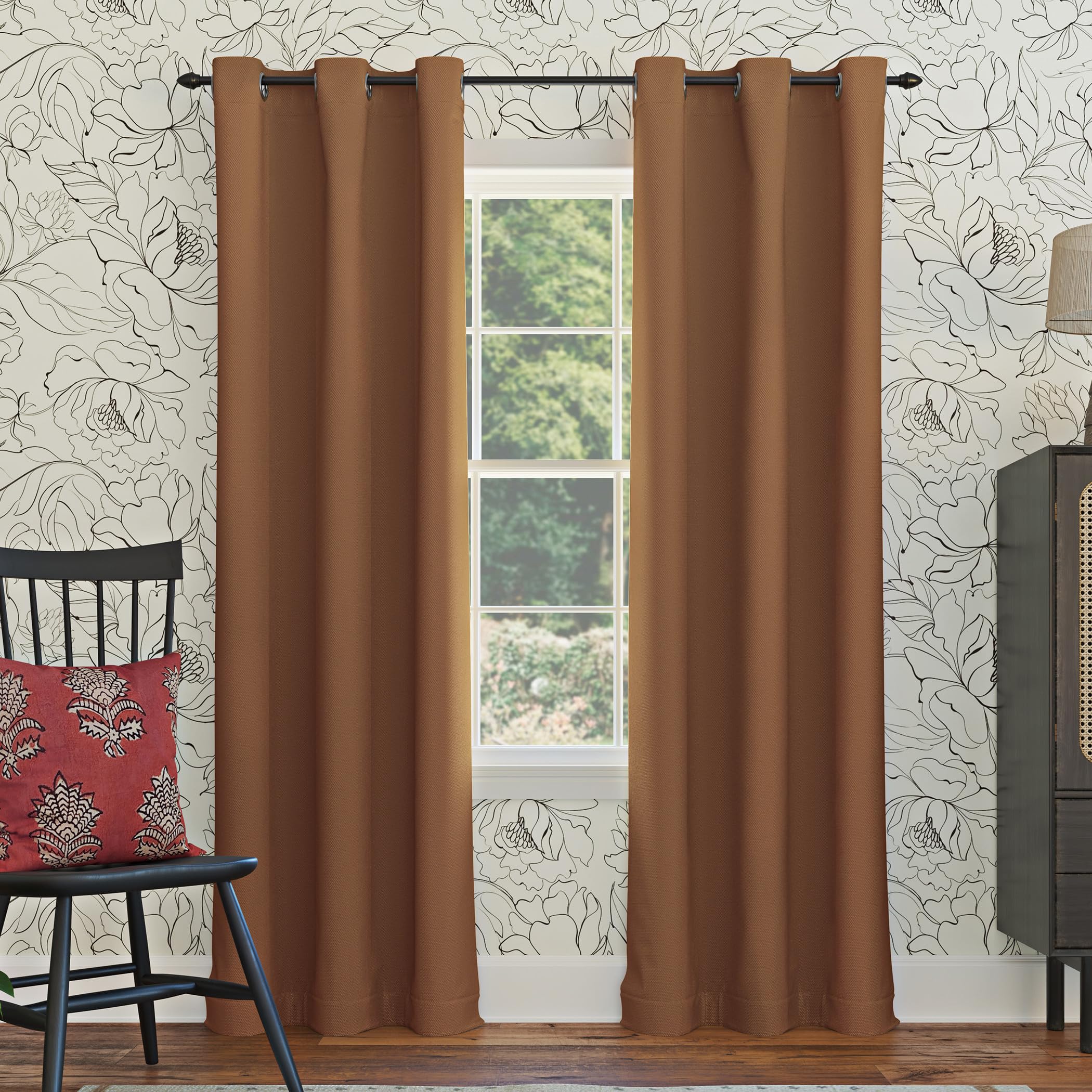 Sun Zero Easton Energy Saving Blackout Grommet Curtain Panel, Sunbaked Brown, 40 W x 84 L (1 Panel)
