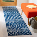 SAFAVIEH Tulum Collection Runner Rug - 2 x 17, Navy & Ivory, Moroccan Boho Distressed Design, Non-Shedding & Easy Care, Ideal 