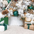 AuldHome Design Wicker Christmas Tree Collar (White, 29-Inch), Real Wood Basket Weave Large Willow Tree Skirt
