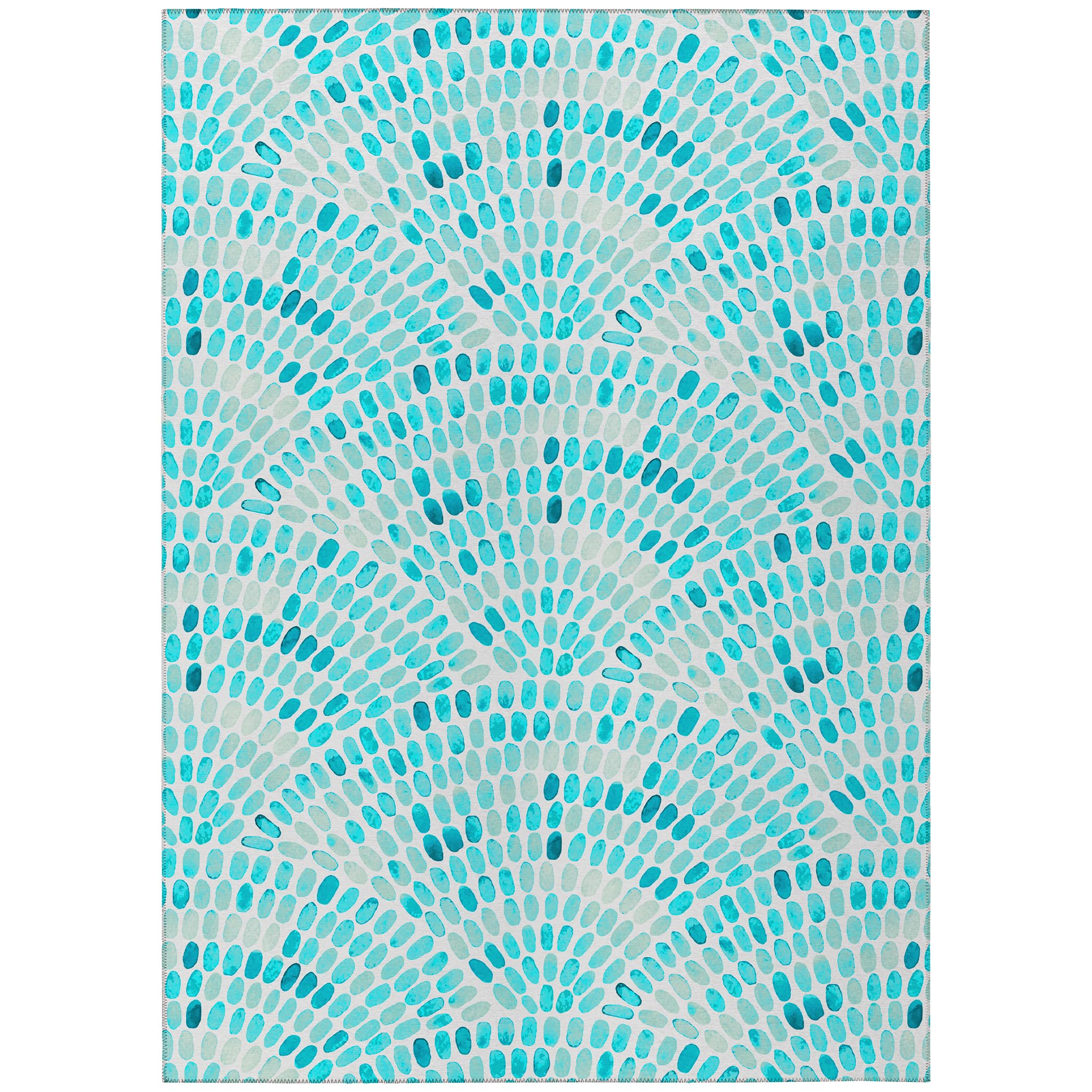 Addison Rugs Surfside Asr37 Aqua 10' X 14' Indoor Outdoor Area Rug, Easy Clean, Machine Washable, Non Shedding, Bedroom, Living Room, Dining Room, Kitchen, Patio Rug