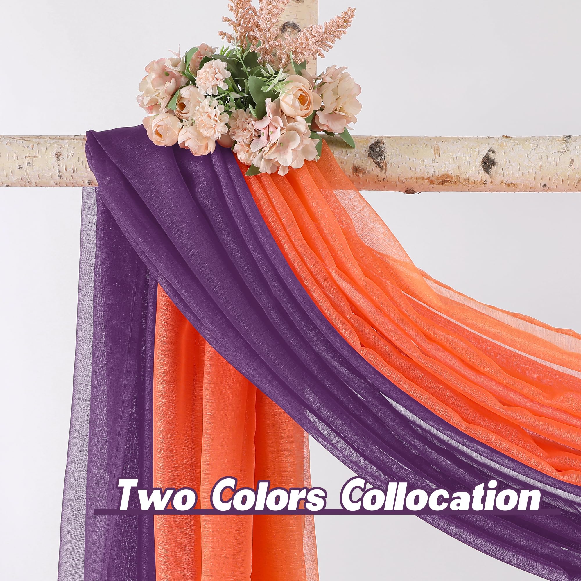 Donren Royal Purple Window Scarf For Background - Luxury Soft Sheer Scarf Add To Window Curtains For Enhanced Effect (52 By 216