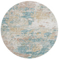 Addison Rugs Indoor/Outdoor Accord Aac34 Teal Washable 8' X 8' Indoor Outdoor Round Rug, Easy Clean, Machine Washable, Non Shedding, Bedroom, Living Room, Dining Room, Kitchen, Patio Rug