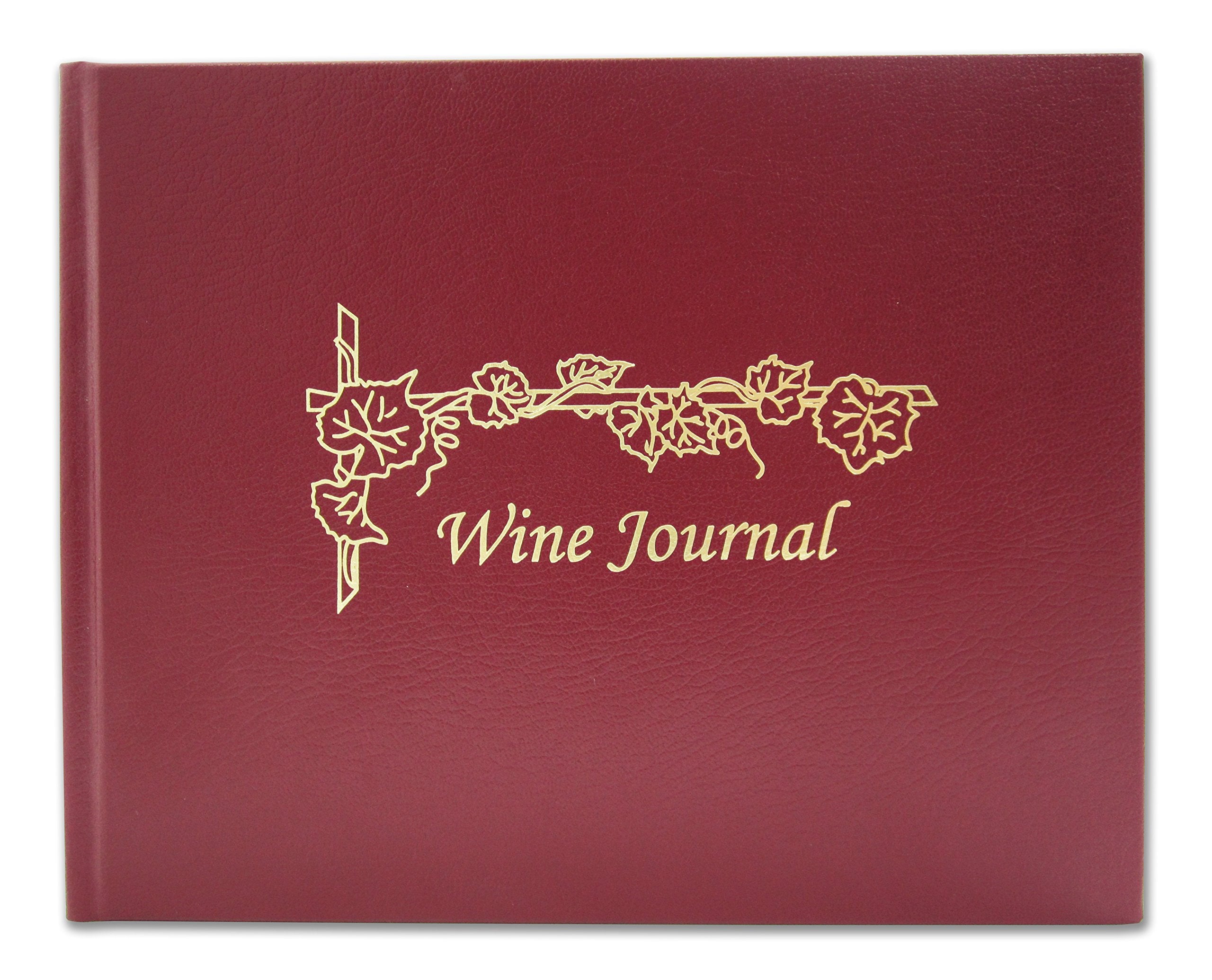 Bookfactory Wine Journal/Wine Log Book/Wine Collectors Diary/Wine Notebook - Burgundy Leather Cover - 72 Pages Section Sewn Hard