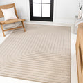 JONATHAN Y SCN101E-3 Odense High-Low Minimalist Angle Geometric Beige/Cream 3 ft. x 5 ft. Indoor/Outdoor Area Rug for Patio, Bac