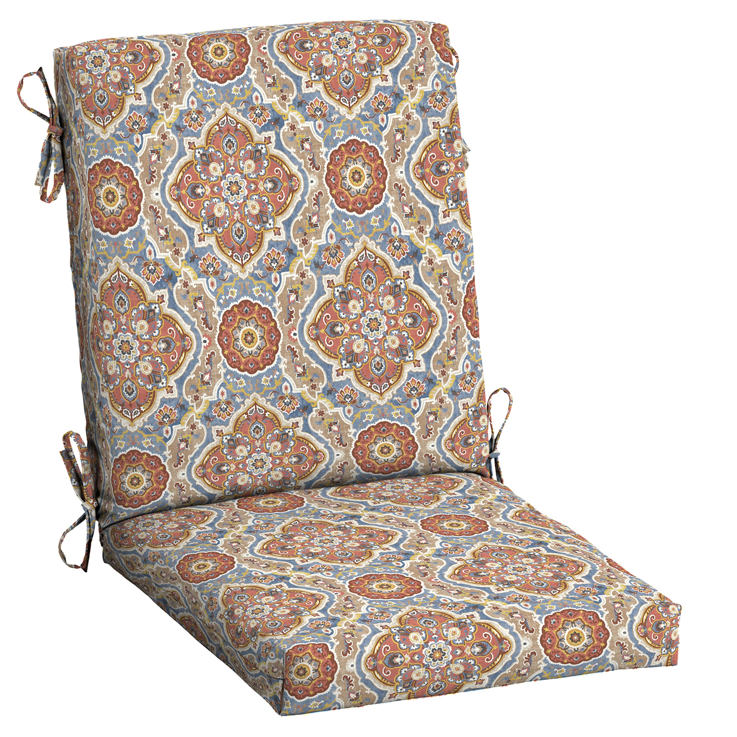 Arden Selections Outdoor Dining Chair Cushion 20 X 20, Rain-Proof, Fade Resistant 20 X 20, Global Vintage Medallion
